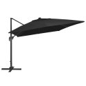 PARASOL WISZĄCY Z LED I ALUMINIOWYM SŁUPKIEM 400X300CM CZARNY
