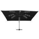PARASOL WISZĄCY Z LED I ALUMINIOWYM SŁUPKIEM 400X300CM CZARNY