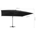 PARASOL WISZĄCY Z LED I ALUMINIOWYM SŁUPKIEM 400X300CM CZARNY