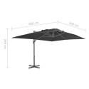 PARASOL WISZĄCY Z ALUMINIOWYM SŁUPKIEM 4X3M CZARNY