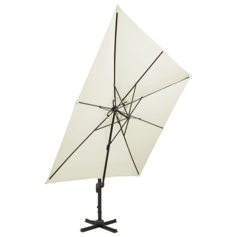 PARASOL WISZĄCY Z PODWÓJNĄ CZASZĄ 300X300CM PIASKOWY