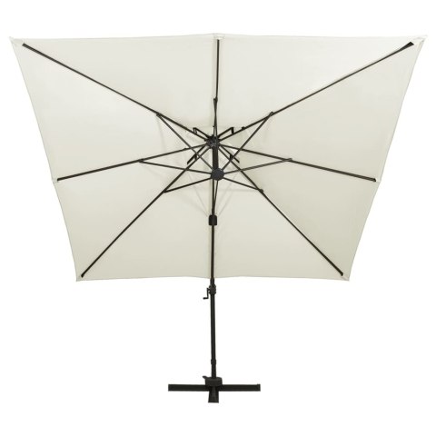 PARASOL WISZĄCY Z PODWÓJNĄ CZASZĄ 300X300CM PIASKOWY