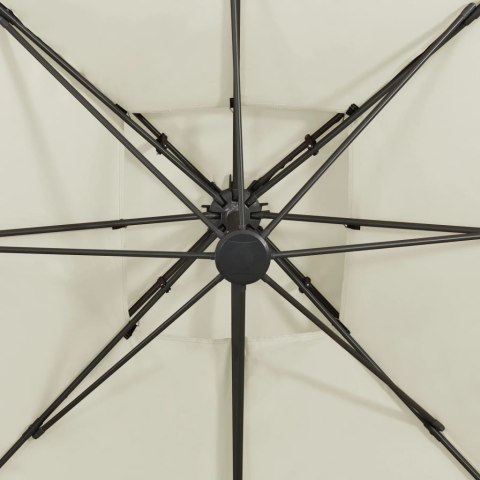 PARASOL WISZĄCY Z PODWÓJNĄ CZASZĄ 300X300CM PIASKOWY