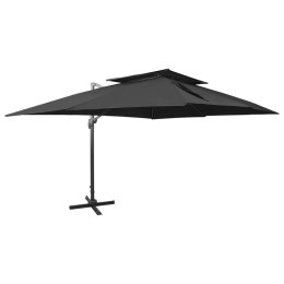 PARASOL WISZĄCY Z PODWÓJNĄ CZASZĄ 400X300CM CZARNY