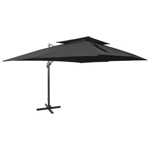PARASOL WISZĄCY Z PODWÓJNĄ CZASZĄ 400X300CM CZARNY