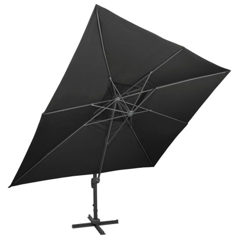 PARASOL WISZĄCY Z PODWÓJNĄ CZASZĄ 400X300CM CZARNY
