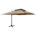 PARASOL WISZĄCY Z PODWÓJNĄ CZASZĄ 400X300CM TAUPE