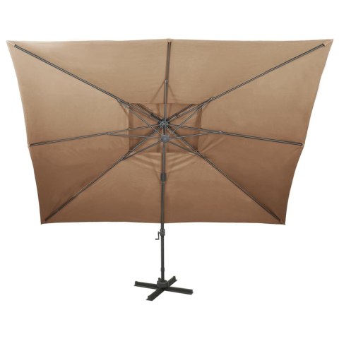 PARASOL WISZĄCY Z PODWÓJNĄ CZASZĄ 400X300CM TAUPE