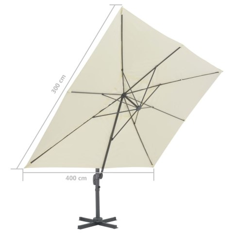 PARASOL WISZĄCY Z ALUMINIOWYM SŁUPKIEM 400X300CM PIASKOWY