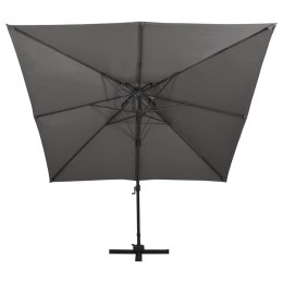 PARASOL WISZĄCY Z PODWÓJNĄ CZASZĄ 300X300CM ANTRACYTOWY