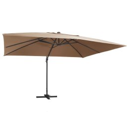 PARASOL WISZĄCY Z LED I ALUMINIOWYM SŁUPKIEM 400X300CM TAUPE