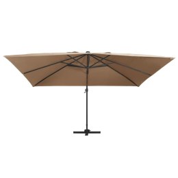 PARASOL WISZĄCY Z LED I ALUMINIOWYM SŁUPKIEM 400X300CM TAUPE