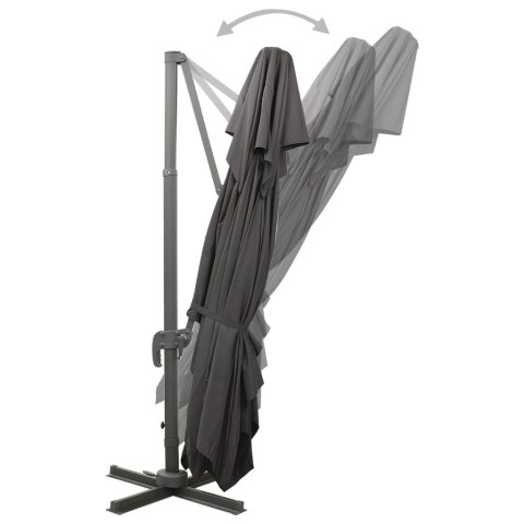 PARASOL WISZĄCY Z PODWÓJNĄ CZASZĄ 400X300CM ANTRACYTOWY