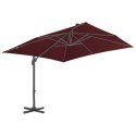 PARASOL WISZĄCY NA ALUMINIOWYM SŁUPKU BORDOWY 400X300CM