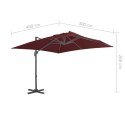 PARASOL WISZĄCY NA ALUMINIOWYM SŁUPKU BORDOWY 400X300CM