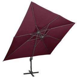 PARASOL WISZĄCY Z PODWÓJNĄ CZASZĄ 400X300CM BORDOWY