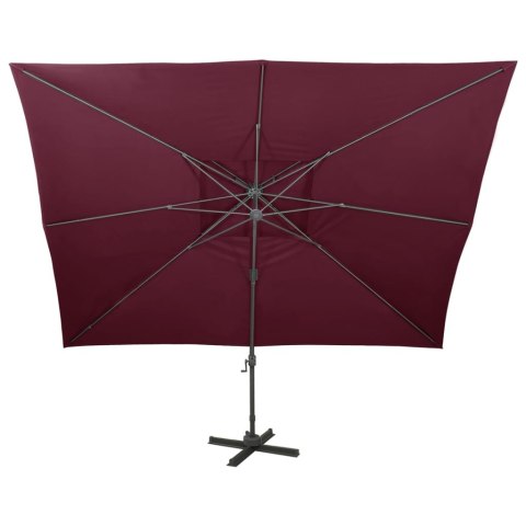 PARASOL WISZĄCY Z PODWÓJNĄ CZASZĄ 400X300CM BORDOWY