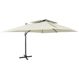 PARASOL WISZĄCY Z PODWÓJNĄ CZASZĄ 400X300CM PIASKOWY