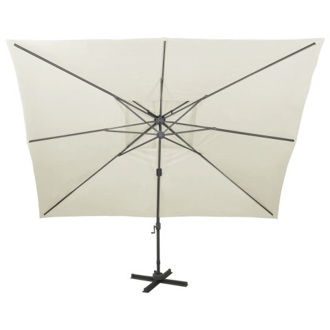 PARASOL WISZĄCY Z PODWÓJNĄ CZASZĄ 400X300CM PIASKOWY