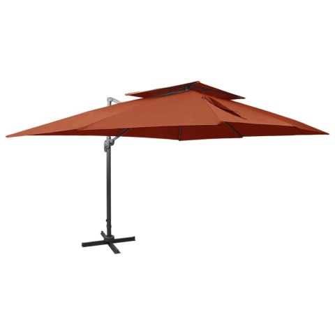 PARASOL WISZĄCY Z PODWÓJNĄ CZASZĄ 400X300CM TERAKOTA