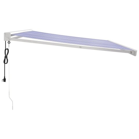 ZWIJANA MARKIZA NIEBIESKO-BIAŁA 4X3M TKANINA I ALUMINIUM