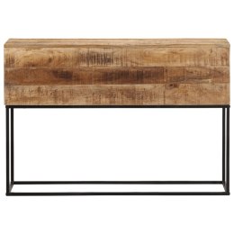 STOLIK KONSOLOWY 110X30X75CM SUROWE DREWNO MANGO I ŻELAZO