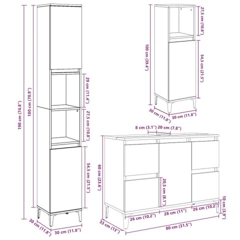 3-CZ. ZESTAW MEBLI ŁAZIENKOWYCH SZAROŚĆ BETONU