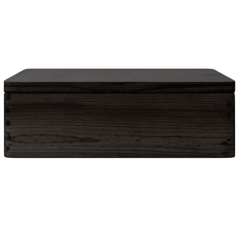 SKRZYNKA DREWNIANA Z POKRYWKĄ CZARNA LITE DREWNO SOSNOWE 40X30X13CM