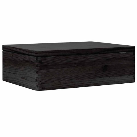 SKRZYNKA DREWNIANA Z POKRYWKĄ CZARNA LITE DREWNO SOSNOWE 40X30X13CM