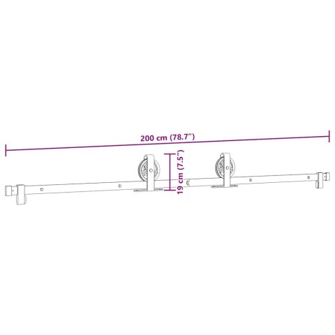 SYSTEM DO MONTAŻU DRZWI PRZESUWNYCH 200CM STAL CZARNY