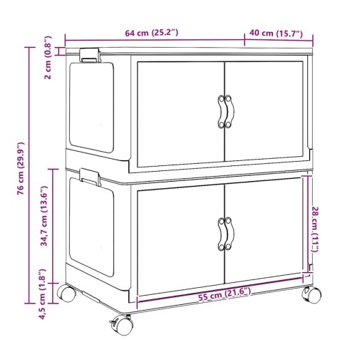 SKRZYNIA DO PRZECHOWYWANIA Z KÓŁKAMI 2-POZIOMOWA 75 L