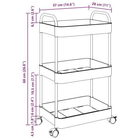 WÓZEK DO PRZECHOWYWANIA 3-POZIOMOWA 37X28X68CM