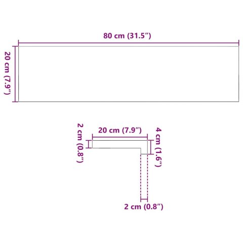 PARAPETY 2 SZT. CIEMNOBRĄZOWY 80X20X2CM LITE DREWNO DĘBOWE