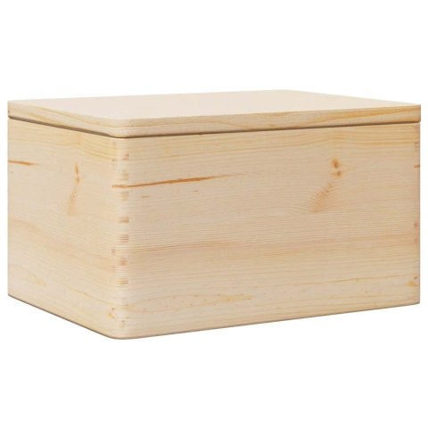 SKRZYNKA DREWNIANA Z POKRYWKĄ 40X30X23CM LITE DREWNO SOSNOWE