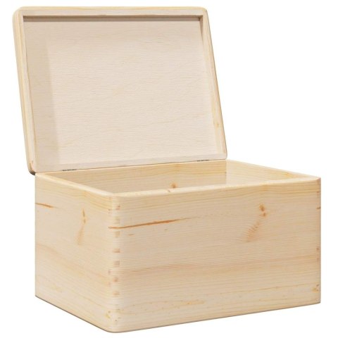 SKRZYNKA DREWNIANA Z POKRYWKĄ 40X30X23CM LITE DREWNO SOSNOWE