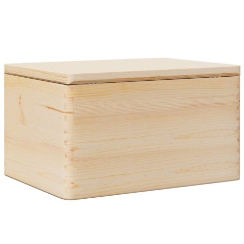 SKRZYNKA DREWNIANA Z POKRYWKĄ 40X30X23CM LITE DREWNO SOSNOWE