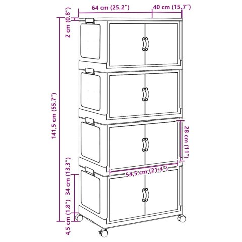 SKRZYNIA DO PRZECHOWYWANIA Z KÓŁKAMI 4-POZIOMOWA 75 L