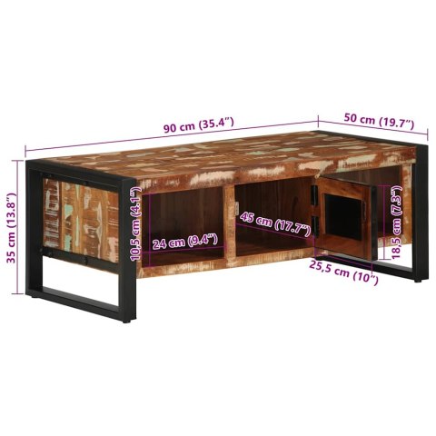 STOLIK KAWOWY KOLOROWY 90X50X36CM LITE DREWNO ODZYSKANE