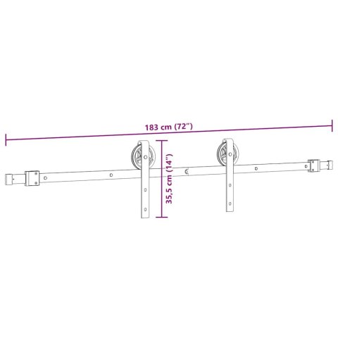 SYSTEM DO MONTAŻU DRZWI PRZESUWNYCH 183CM STAL CZARNY