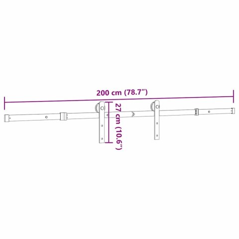 SYSTEM DO MONTAŻU DRZWI PRZESUWNYCH 200CM STAL CZARNY