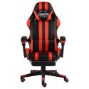 FOTEL DLA GRACZA Z PODNÓŻKIEM CZARNO-CZERWONY SZTUCZNA SKÓRA
