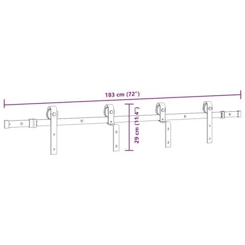 SYSTEM DO MONTAŻU DRZWI PRZESUWNYCH 183CM STAL CZARNY