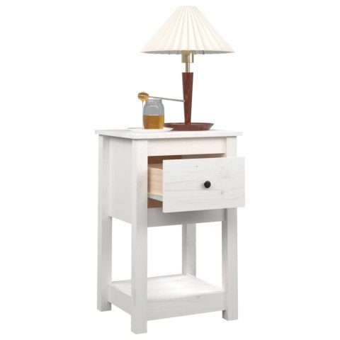 SZAFKA NOCNA BIAŁY 40X35X61,5CM LITE DREWNO SOSNOWE