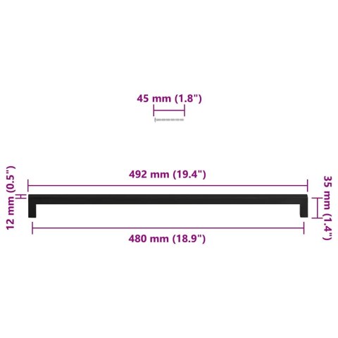 UCHWYTY DO SZAFEK 5 SZT. CZARNE 480MM STAL NIERDZEWNA