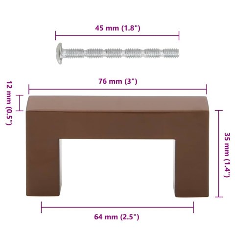 UCHWYTY MEBLOWE DO SZAFEK SZUFLAD KUCHENNYCH 10 SZT. BRĄZ 64MM STAL NIERDZ.