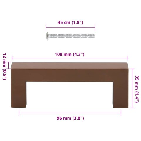 UCHWYTY MEBLOWE DO SZAFEK SZUFLAD KUCHENNYCH 10 SZT. BRĄZ 96MM STAL NIERDZ.
