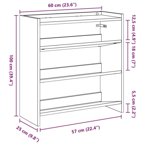 STOJAK NA BUTY BIAŁA 60X25X62CM