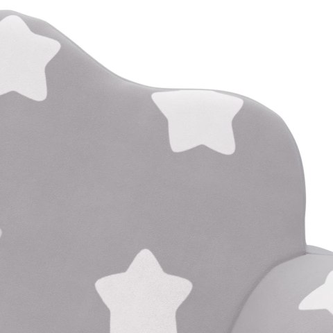 2-OS. KANAPA DLA DZIECI JASNOSZARA W GWIAZDKI MIĘKKI PLUSZ