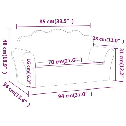 2-OS. KANAPA DLA DZIECI JASNOSZARA W GWIAZDKI MIĘKKI PLUSZ