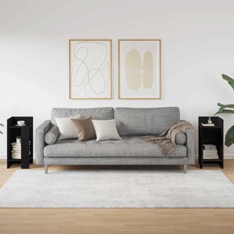 STOLIKI BOCZNE 2 SZT. Z PÓŁKĄ CZARNE 25,5X27X60CM